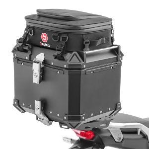 Set Aluminium Top Case + support adapté à Honda Transalp XL 750 23-24 Porte-bagages Bagtecs XB45 noir + Sacoche de couvercle