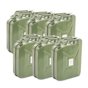 6x Benzinkanister Metall 20 Liter Kraftstoffkanister Bagtecs JC3 Grün