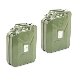 2x Benzinkanister Metall 20 Liter Kraftstoffkanister Bagtecs JC3 Grün