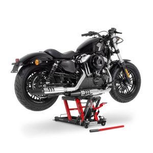 Set: Hebebühne Mid-Lift L Motorradheber für Harley und Chopper bis 680 k + Gepäckträger Harley Touring 09-21 abnehmbar in schwarz_1