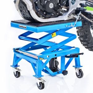 Motorradheber Enduro ConStands Cross-Lift XL Motocross Scherenheber mit Rollen in blau