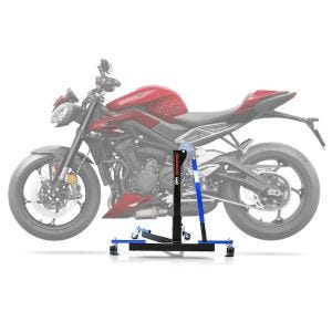 Lève moto centrale compatible avec Triumph Street Triple 765 R / RS 23-25 bleu ConStands Power-Evo