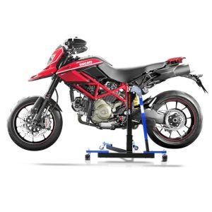 Chariot de Déplacement compatible avec Ducati Hypermotard 796 / 1100 / Evo 07-12 bleu - Idéal pour Garage, 300 kg