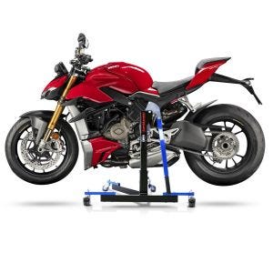Chariot de Déplacement compatible avec Ducati Streetfighter V4 / S 20-24 bleu - Idéal pour Garage, 300 kg