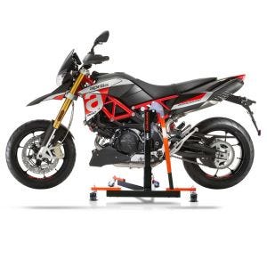 Chariot de Déplacement compatible avec Aprilia Dorsoduro 900 17-20 orange - Idéal pour Garage, 300 kg