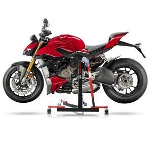 Chariot de Déplacement compatible avec Ducati Streetfighter V4 / S 20-24 rouge - Idéal pour Garage, 300 kg