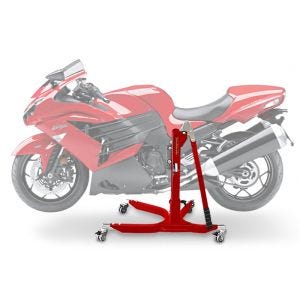 Lève moto centrale compatible avec Kawasaki ZZR 1400 06-20 rouge ConStands Power-Classic