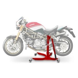 Lève moto centrale compatible avec Ducati Monster S2R 800 05-07 rouge ConStands Power-Classic