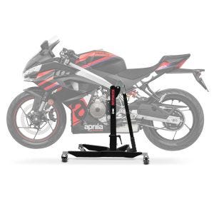 Lève moto centrale compatible avec Aprilia RS 457 24-25 ConStands noir mat Power-Classic