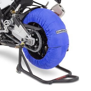 Motorrad Reifenwärmer Set Laguna Seca ConStands 60-80°C passend für Vorderrad und Hinterrad 17 Zoll in blau