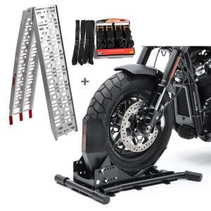 Set SW8 Motorradwippe Constands Easy Vario und Auffahrrampe Alu-I mit Spanngurte Set_1