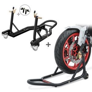 Motorrad Montageständer Set Constands SF2 Motorradständer vorne und hinten Rangierhilfe schwarz matt_1