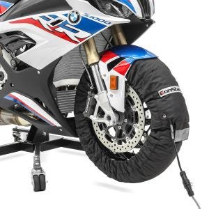 Motorrad Reifenwärmer Set Snaefell ConStands 30-99°C Digital passend für Vorderrad und Hinterrad schwarz DPLB2