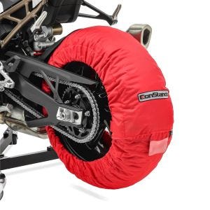 Motorrad Reifenwärmer Set Snaefell ConStands 30-99°C Digital passend für Vorderrad und Hinterrad rot DPLU