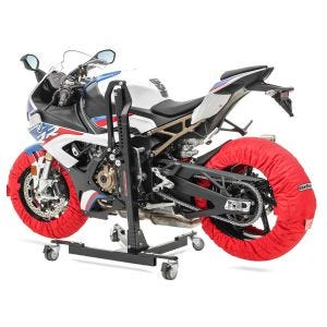 Motorrad Reifenwärmer Set Snaefell ConStands 30-99°C Digital passend für Vorderrad und Hinterrad rot DPLB1