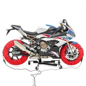 Motorrad Reifenwärmer Set Snaefell ConStands 30-99°C Digital passend für Vorderrad und Hinterrad rot DPLB4