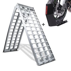 Motorrad Auffahrrampe Alu CS5 + Motorradwippe Easy Fix klappbar max. 680kg_1