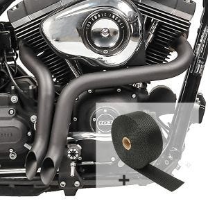 Set SA3 Auspuff Dragpipe und Hitzeschutzband für Harley Softail Street Bob 18-20 Craftride_1
