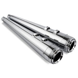 Craftride Pot d'échappement EX2 Silencieux Moto Set compatible avec Harley Davidson Touring 95-16 chrome