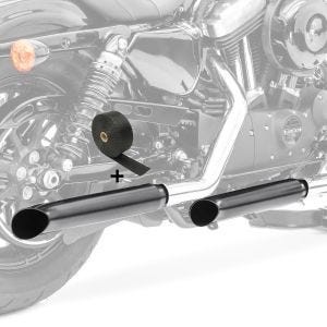 Set TO2 2x Endschalldämpfer Turn Out und Hitzeschutzband für Honda Shadow VT 600/ 125 C Craftride_1