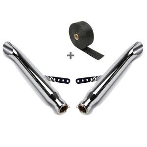 Set TO4 2x Endschalldämpfer Turn Out und Hitzeschutzband für Yamaha XVS 250/ 125 Drag Star Craftride_1