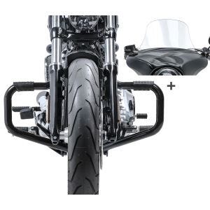 Set Craftride Sturzbügel mit Gummipads und Windschild L für Harley Davidson Sport Glide 18-20_1