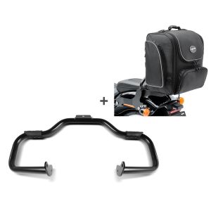 Set STM19 Sturzbügel Mustache und Sissybar Hecktasche TM4 für Harley Davidson Softail 00-17 Craftride_1