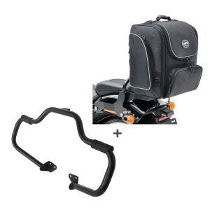 Set STM23 Sturzbügel Mustache und Sissybar Hecktasche TM4 für Harley Dyna Fat Bob 08-17 Carftride_1