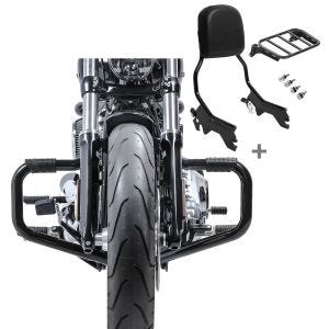 Set STM31 Sturzbügel Mustache II und Sissybar mit Gepäckträger für Harley Softail Street Bob 18-20 Craftride_1