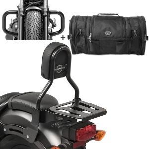 Sissybar Set für Honda Rebel 500 17-19 mit Sturzbügel und Hecktasche Craftride RH10-1_1