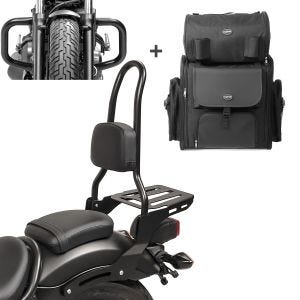 Sissybar Set für Honda Rebel 500 17-19 mit Sturzbügel und Sissybartasche Craftride RH9-2_1