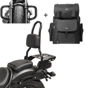 Sissybar Set für Honda Rebel 500 17-19 mit Sturzbügel und Sissybartasche Craftride RH9-3_1