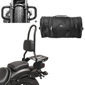 Sissybar Set für Honda Rebel 500 17-19 mit Sturzbügel und Hecktasche Craftride RH10-2_1