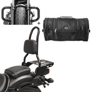 Sissybar Set für Honda Rebel 500 17-19 mit Sturzbügel und Hecktasche Craftride RH10-3_1