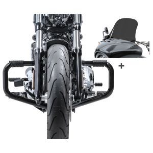 Set STS10 Sturzbügel Mustache Craftride und Windschild L für Harley Davidson Sport Glide 18-20_1