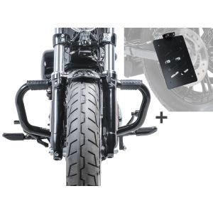 Set SK-1 Sturzbügel Craftride und Kennzeichenhalter seitlich für Harley Sportster 883 Custom 04-10 schwarz_1