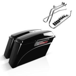 Set mit Seitenkoffer und Kofferträger CR passend für Harley Davidson Fat Boy 90-17 LB Craftride
