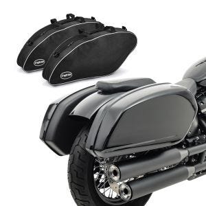Set: Seitenkoffer passend für Harley Davidson Softail Street Bob / 114 / Standard 18-24 mit Halter Craftride HB13 + Koffer Innentaschen
