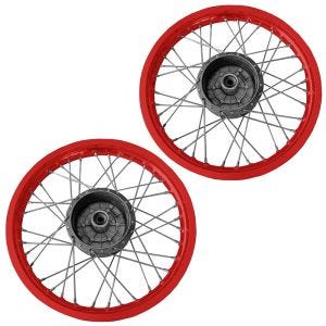 Set 2x Jante à rayons aluminium 1,6x16 compatible avec Simson S51 S50 S70 Schwalbe KR51 Craftride AF15S rouge