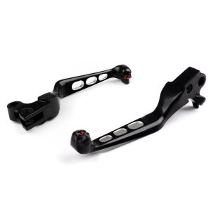Set de Levier Frein Embrayage Edge Cut compatible avec Harley Davidson Dyna Sportster Softail Touring 96- noir
