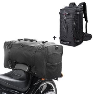 Set Hecktasche Craftride SQ1 52 Liter und Motorrad Rucksack HK4 Hecktasche 45 Liter schwarz_1