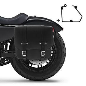 Sacoche Lateral + support compatible avec chopper / custombikes 883 Iron 09-15 Reno 17l Craftride