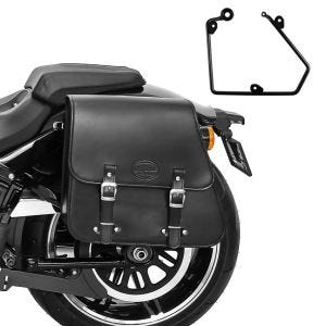 Sacoche Lateral + support compatible avec chopper / custombikes 883 R Roadster 02-15 gauche 28l Craftride