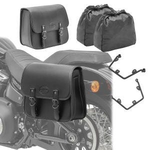 Set 2x Satteltasche + Halter für Harley Davidson Dyna Super Glide Custom 05-15 Craftride LAR-P_1