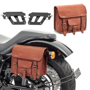 Set 2x Satteltaschen mit Halter QL für Honda Rebel 500 17-21 Craftride SV1-braun links-rechts_1
