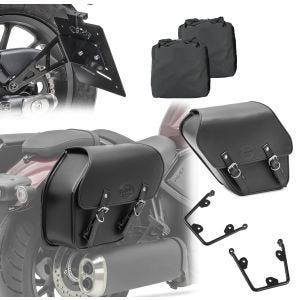 Set Satteltaschen mit Halter + Kennzeichenhalter seitlich L für Honda Rebel 500 17-21 Craftride Fargo_1