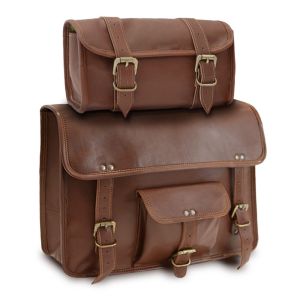 Set sacoches de selle cuir compatible avec Indian Scout Bobber / Twenty avec Porte-outils Craftride SW1 2 pièces br