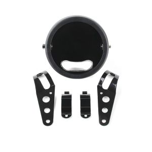 Motorrad Scheinwerfergehäuse 5,75" mit Gabel-Halterung 35-43mm Craftride schwarz_1