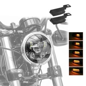 Set LED Scheinwerfer 5,75" Craftride + LED Lauflicht Blinker TS4 mit E-Prüfzeichen Lumitecs getönt für Harley Davidson_1