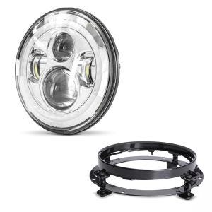 Phare LED 7" pouces avec support compatible avec Harley Davidson Street Glide 96-13 Craftride chrome-noir